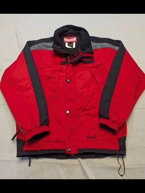 Vintage Marker Men's Red Snow Ski Zip Up Insulated Jacket Small Missing Hood